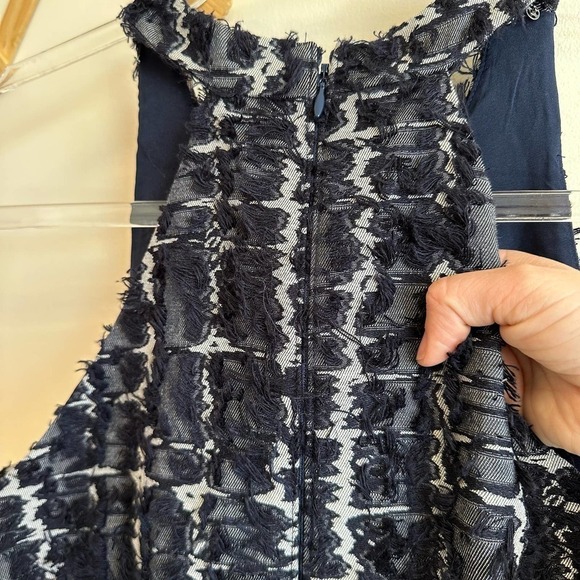 Banana Republic Heritage Collection Dress Blue White Fringe Cotton Size 0 - Picture 8 of 11